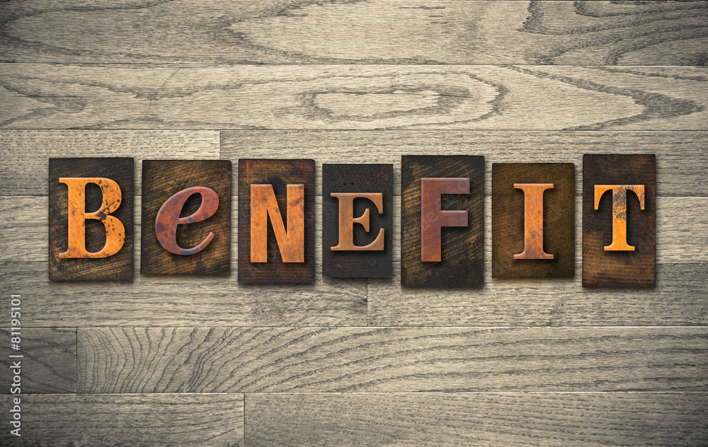 Fototapeta premium Benefit Wooden Letterpress Theme