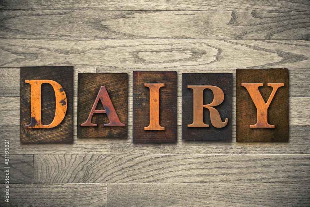 Fototapeta premium Dairy Wooden Letterpress Theme