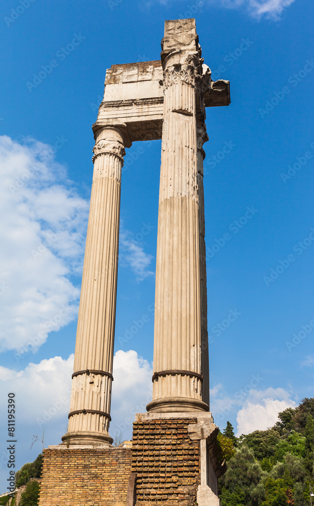 Pillars of ancient ruins in Rome