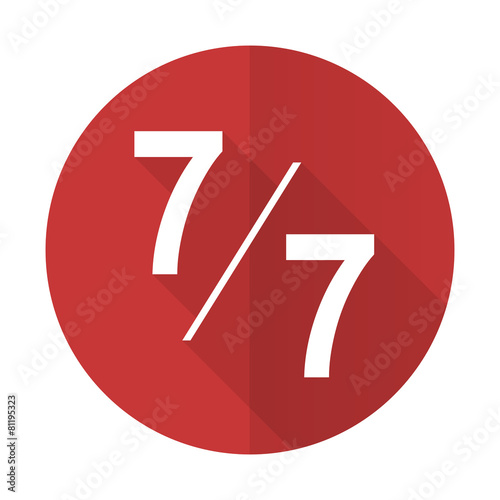 7 per 7 red flat icon