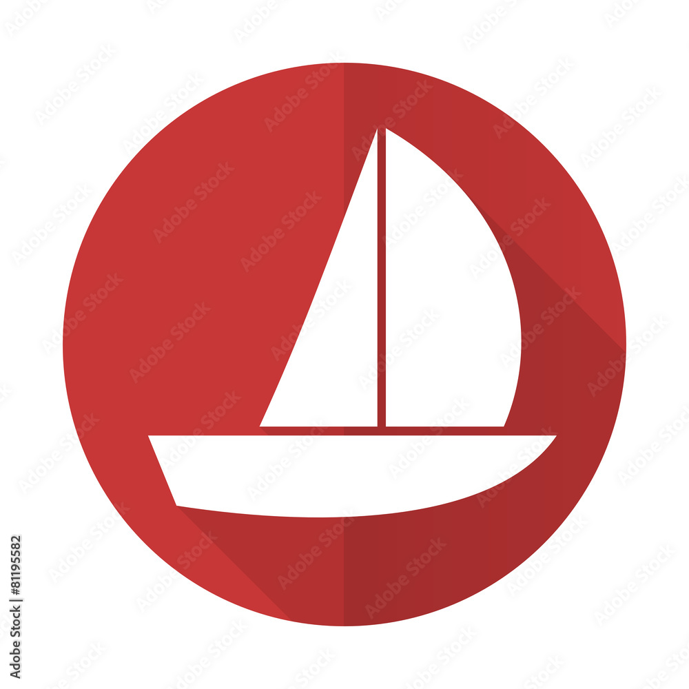 yacht red flat icon sail sign yacht red flat icon sail sign