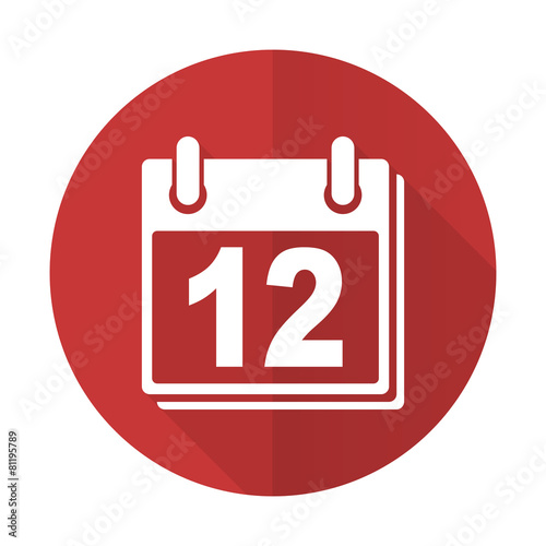 calendar red flat icon organizer sign agenda symbol