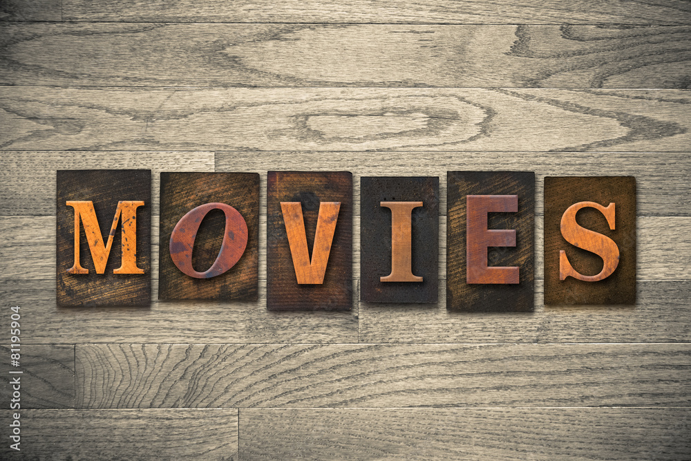 Fototapeta premium Movies Wooden Letterpress Theme