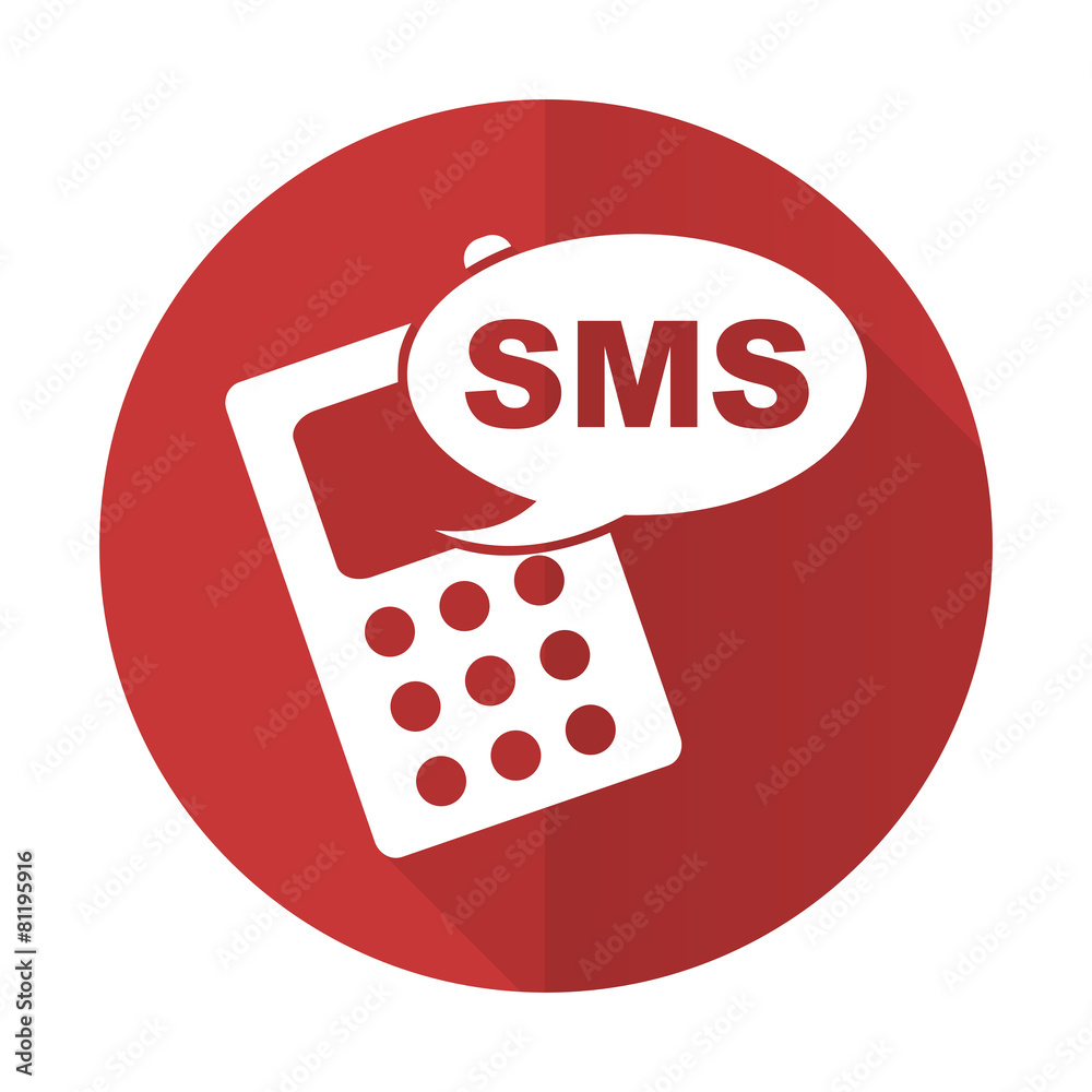 sms red flat icon phone sign