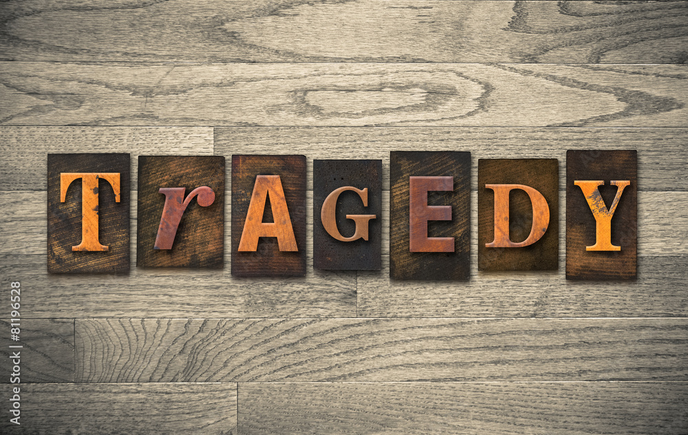 Naklejka premium Tragedy Wooden Letterpress Theme