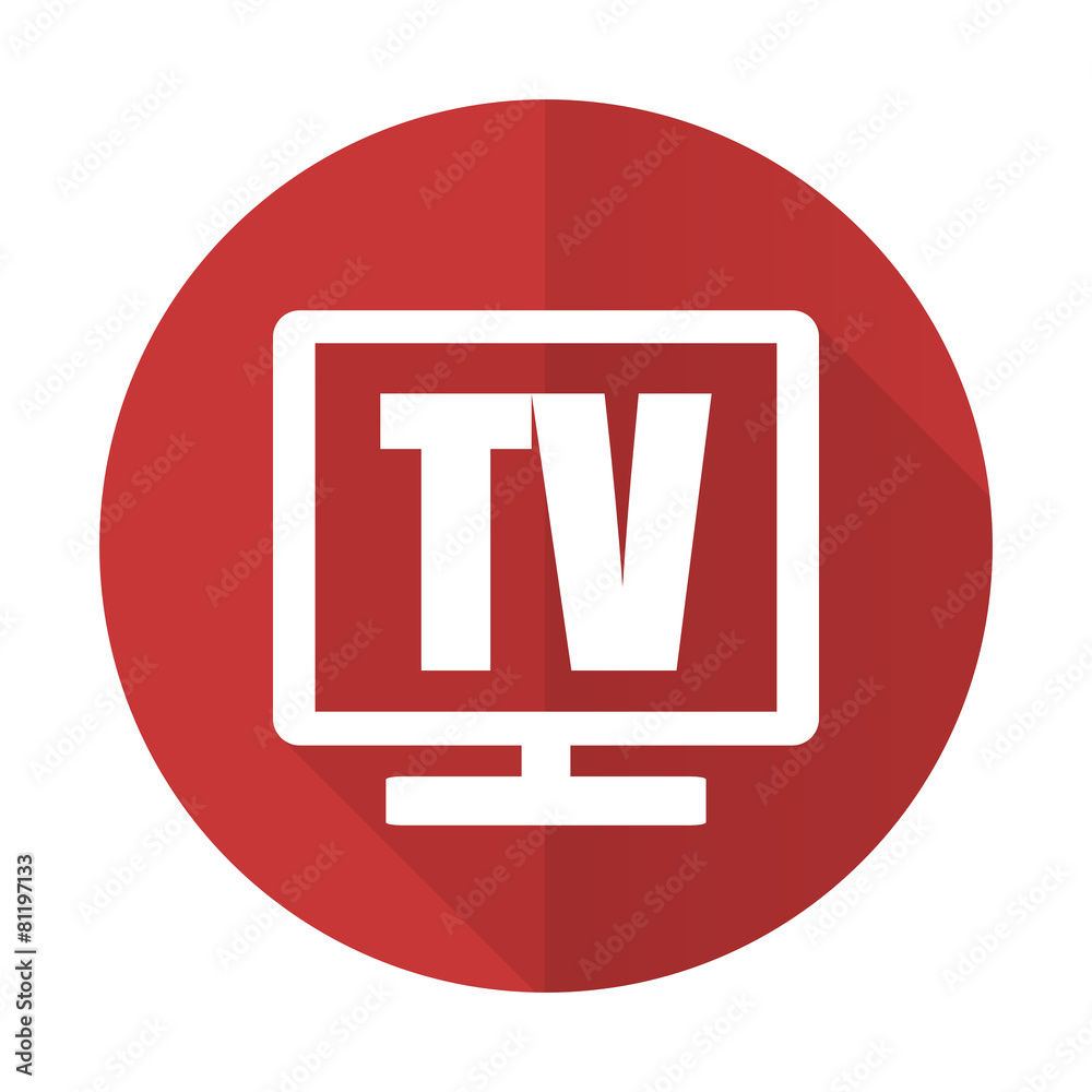 tv red flat icon television sign. tv red flat icon television sign.