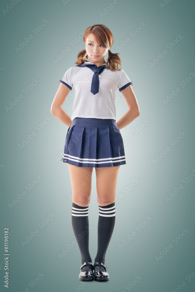 Japanese style school girl in sailor suit Stock Foto Adobe Stock