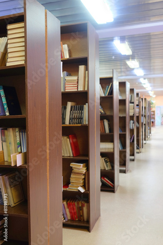 library setting with books and reading material