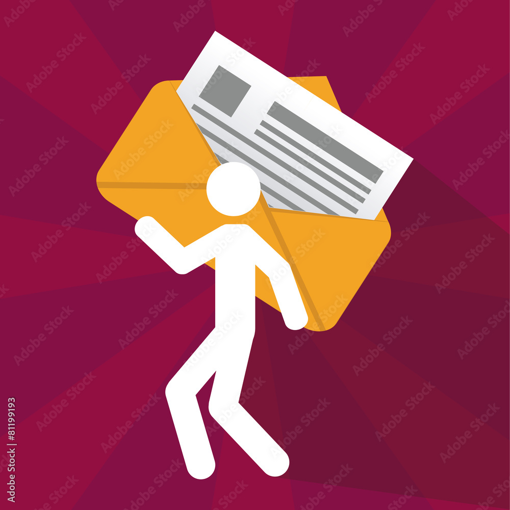 mail, Man carrying a large mail on his back mail, Man carrying a large mail on his back