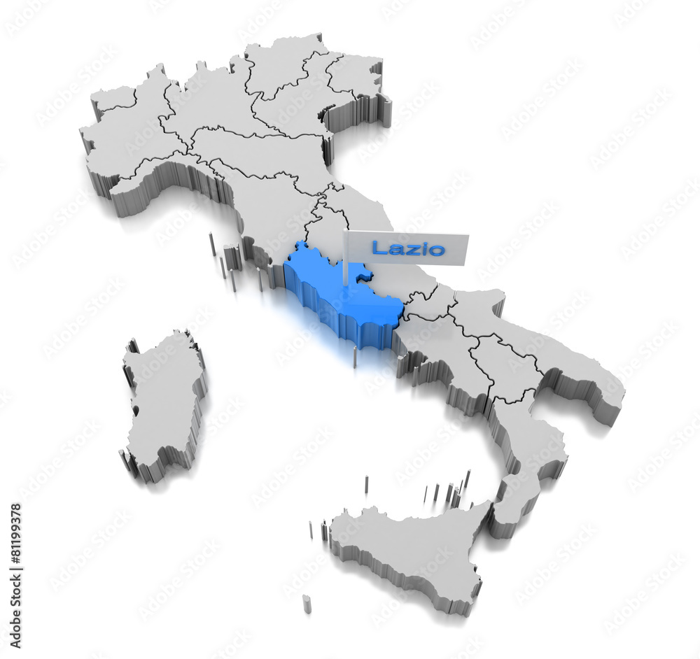Map of Lazio region