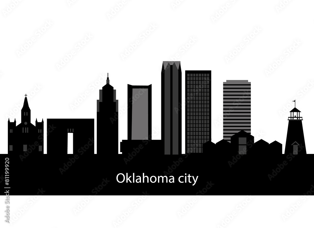Oklahoma City skyline. Detailed silhouette. Vector illustration