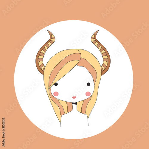 Horoscope Capricorn sign, girl head
