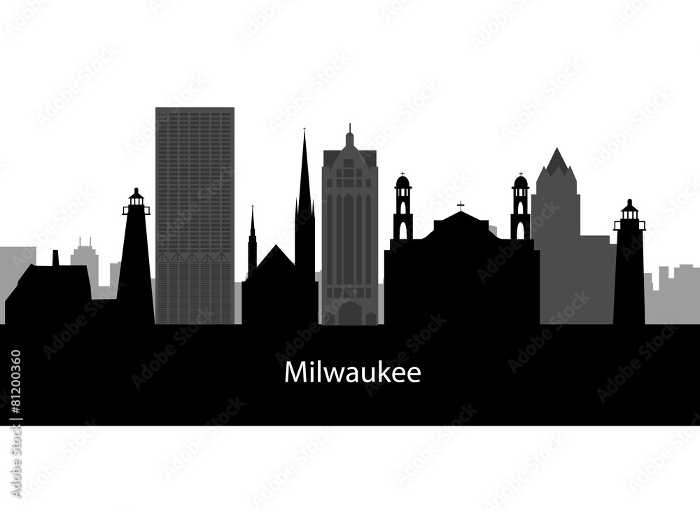 Milwaukee, Wisconsin skyline. Detailed vector silhouette