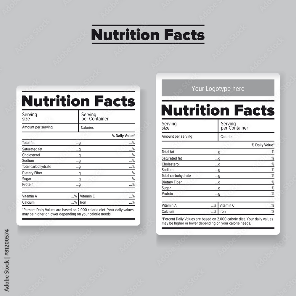 Nutrition facts label or sticker Nutrition facts label or sticker