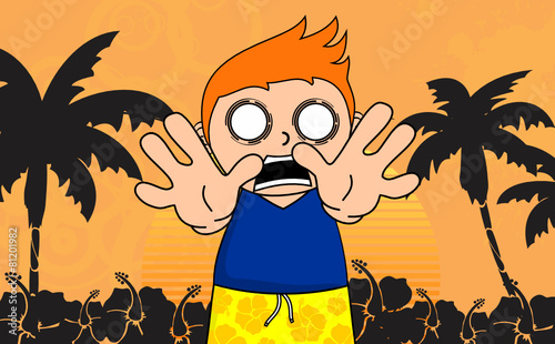 surfer kid cartoon expression background00