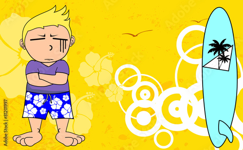 surfer kid cartoon expression background8