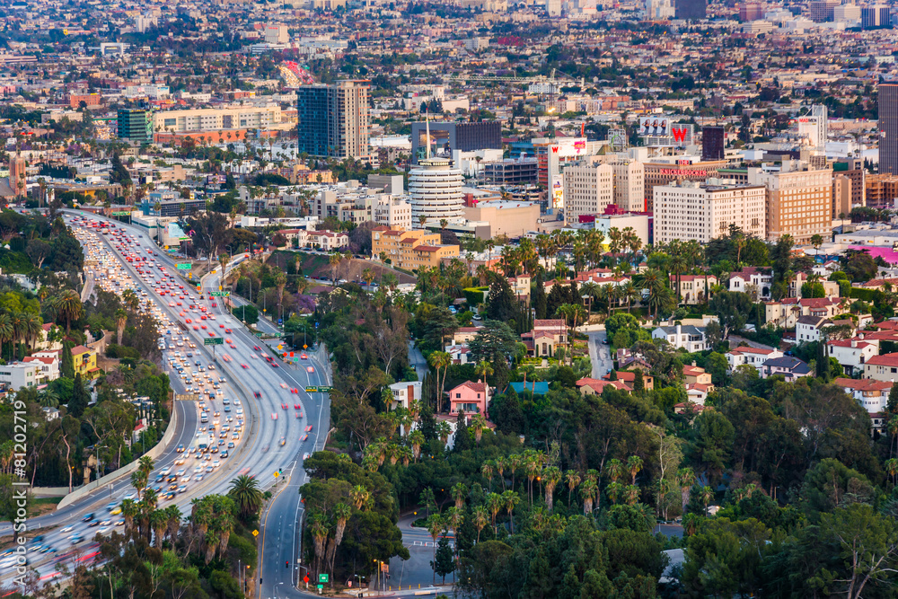 View of the 101 Freeway and Hollywood from the Hollywood Bowl Ov