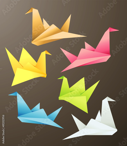 Bird Origami objects, vector illustration