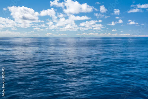 Deep blue ocean with clouds in the sky