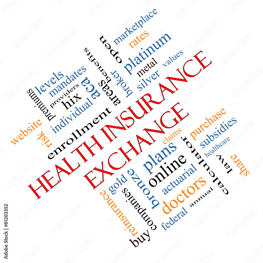 Health Insurance Exchange Word Cloud Concept Angled Health Insurance Exchange Word Cloud Concept Angled
