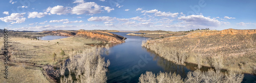 Fototapeta Naklejka Na Ścianę i Meble -  aerial panorama of Horsetooth Reservoir