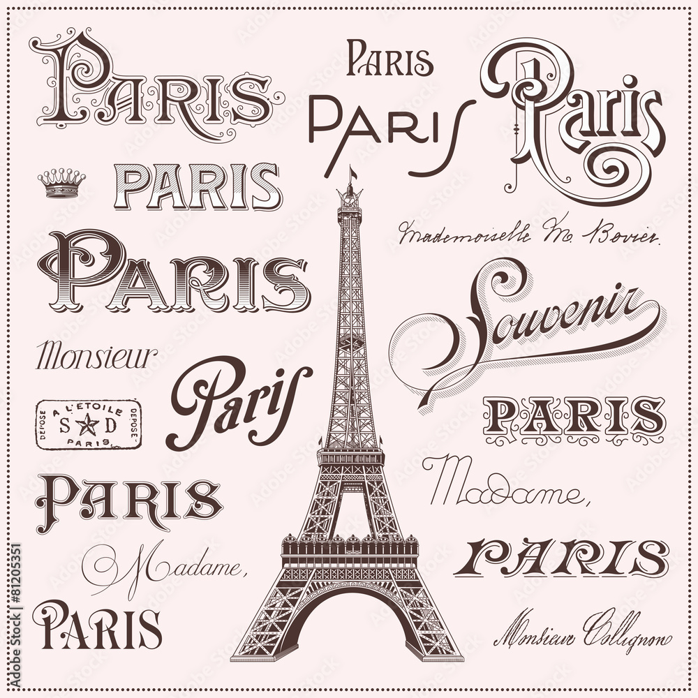 Fototapeta premium ręcznie rysowane elementy projektu Paryż