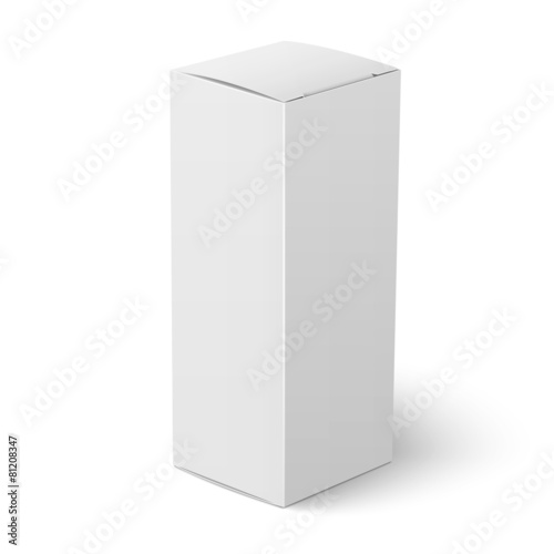 White vertical paper box template.