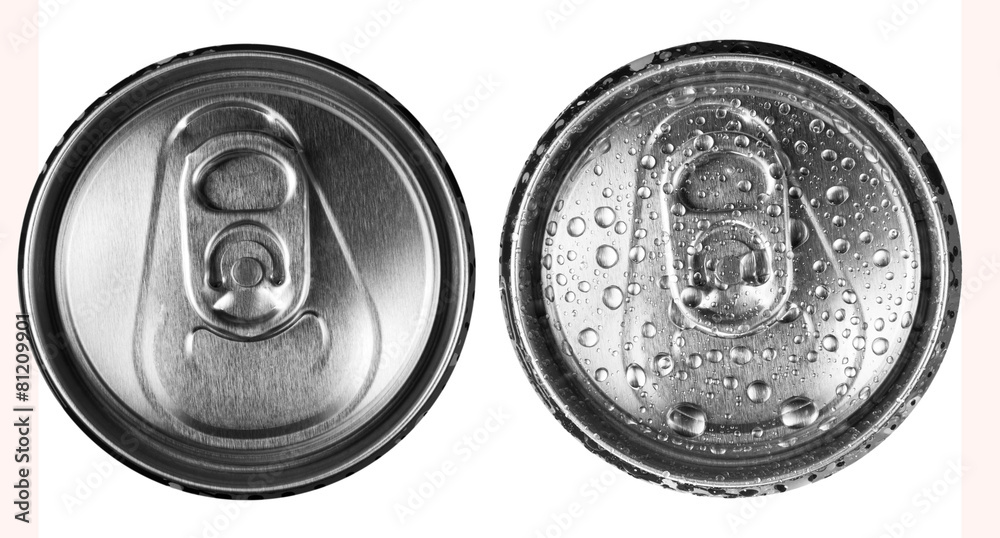 Two beer cans on a white background top view Two beer cans on a white background top view