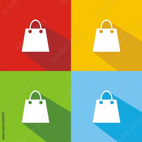 Iconos bolsa compra colores sombra