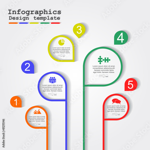 Infographic report template with lines and icons. Vector