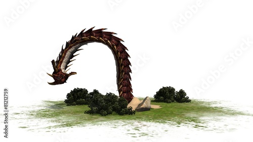 Dragon Snake Creature - separated on white background