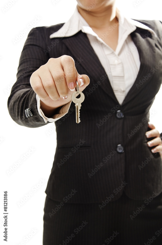Fototapeta premium business woman stand and holding a key