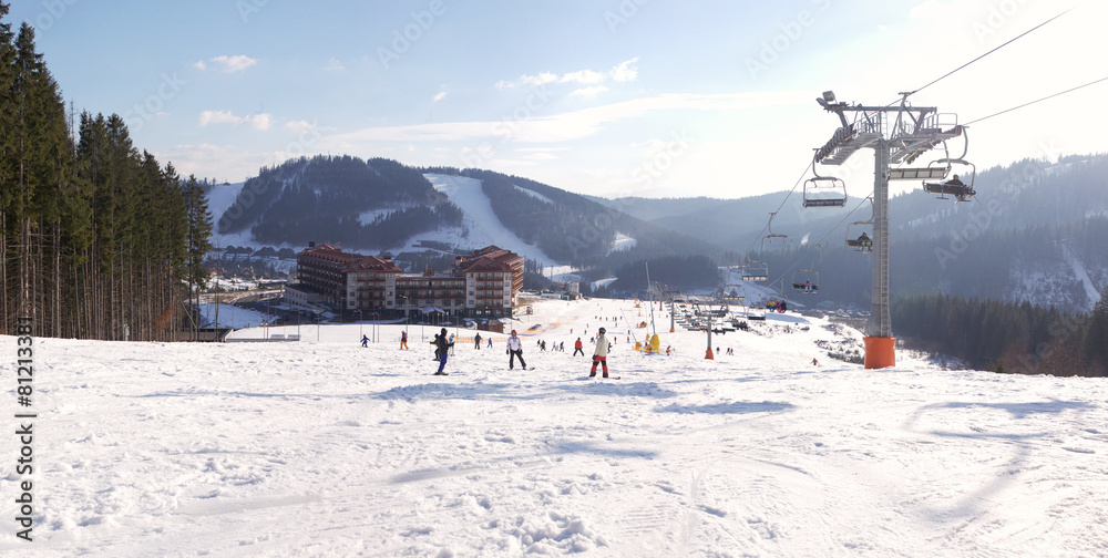 Panoramic view of the ski resort Bukovel