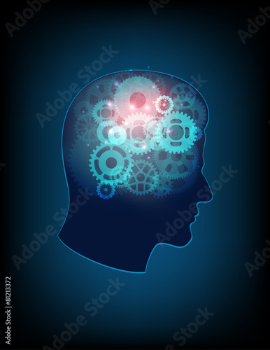 Abstract design human head and symbolic elements