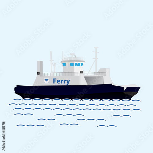 Sea train ferry boat. Big ship Fototapeta