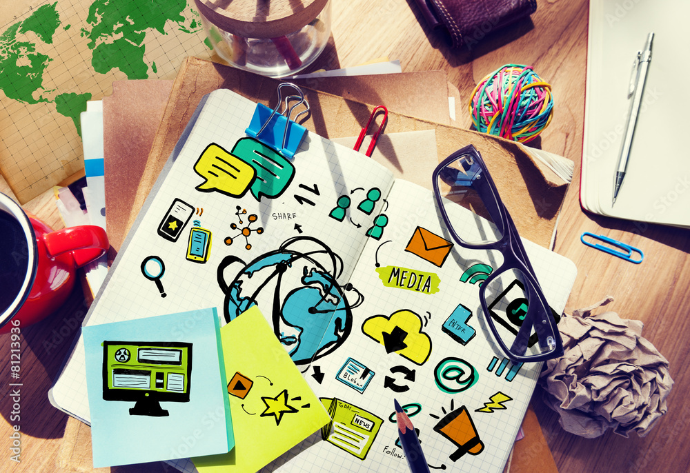 Media Technology Planning Paperwork Working Concept Media Technology Planning Paperwork Working Concept