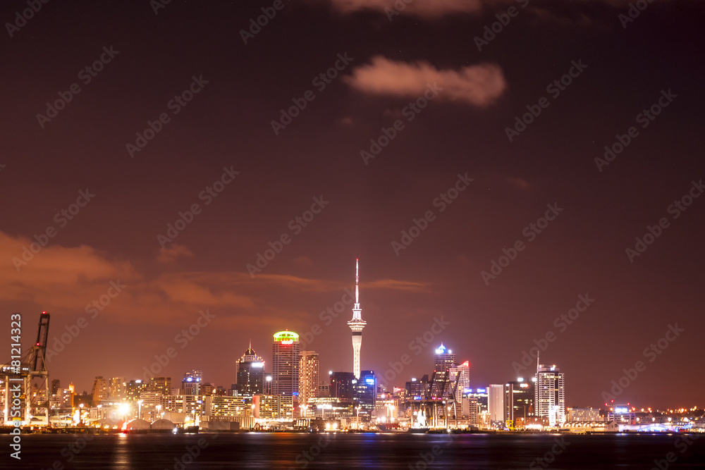 Auckland, New Zealand city at night
