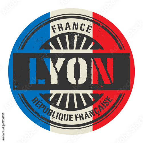 Grunge rubber stamp with the text France, Lyon
