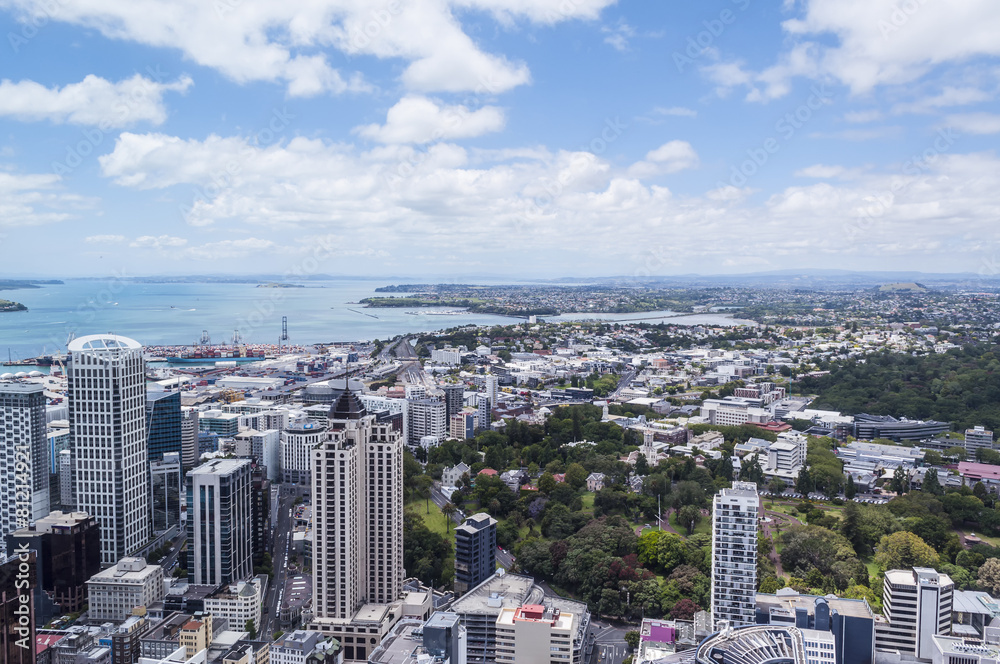Aerial view of Auckland, New Zealand city scape
