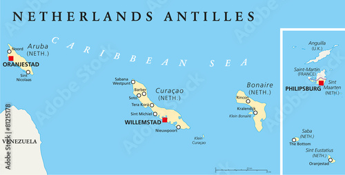 Netherlands Antilles Political Map