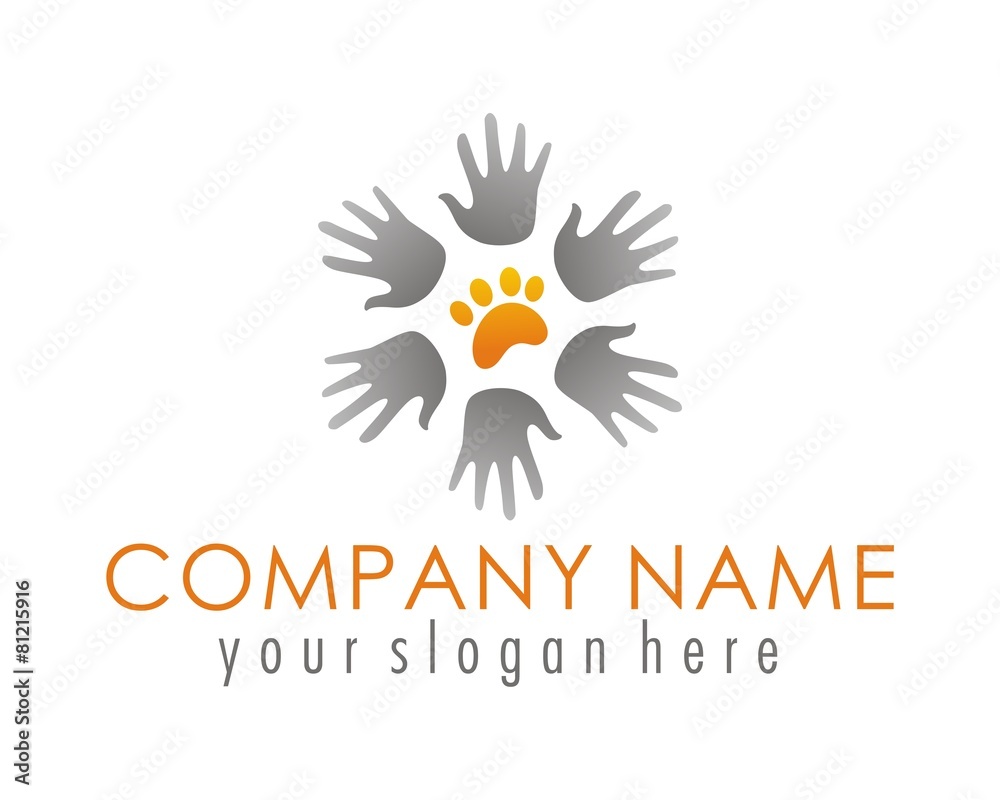 hand palms paw mark logo image vector