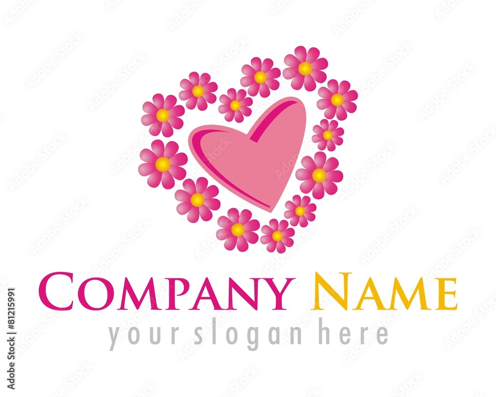 flower heart logo image vector