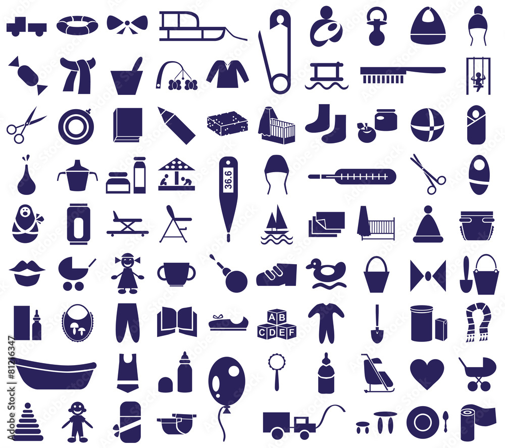 Fototapeta premium baby items icons