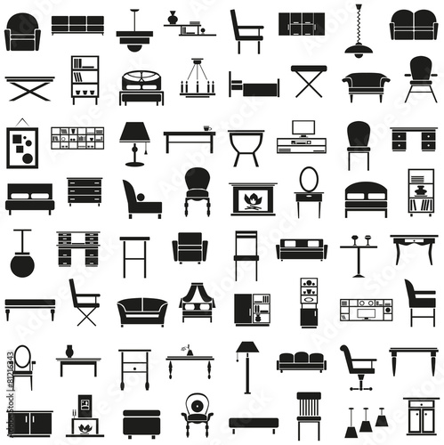 furniture icons on white