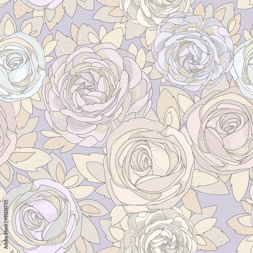 Floral seamless pattern. Roses and peonies © dozy_dreamer