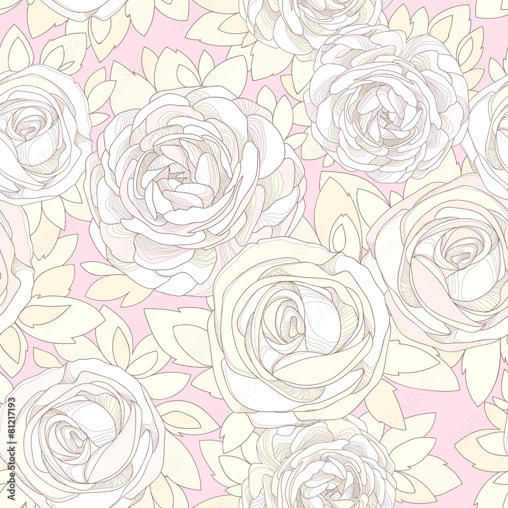 Floral seamless pattern. Roses and peonies Floral seamless pattern. Roses and peonies
