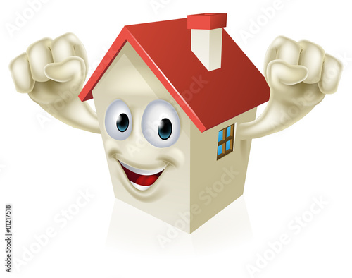 Happy Cartoon House Mascot