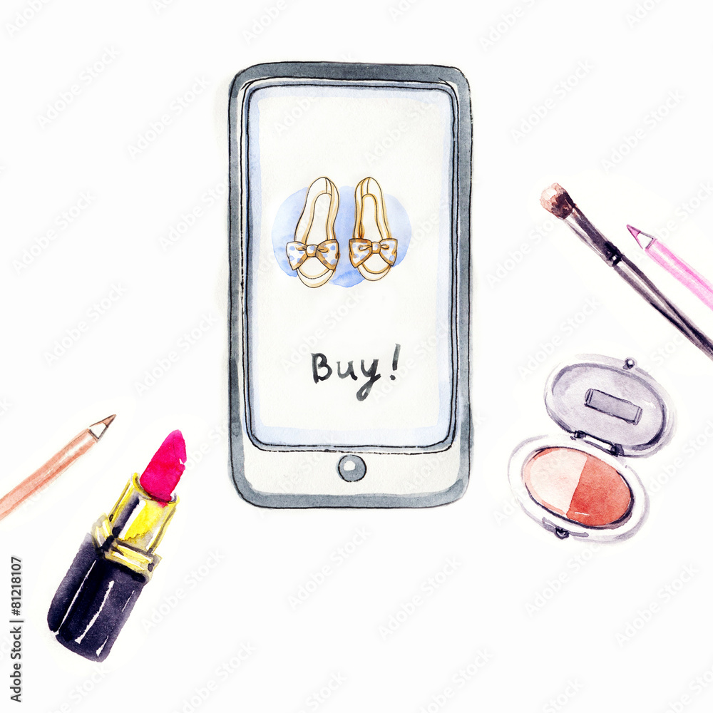 Fototapeta premium Internet shopping . Fashion illustration