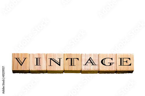 Word VINTAGE isolated on white background with copy space