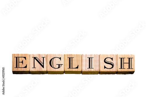 Word ENGLISH isolated on white background with copy space